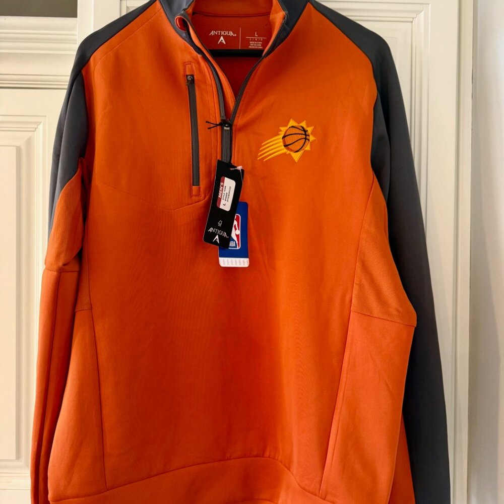 Phoenix Suns 1/4 Zip Pullover Men's Large, Antigua, Orange/Gray, NWT
